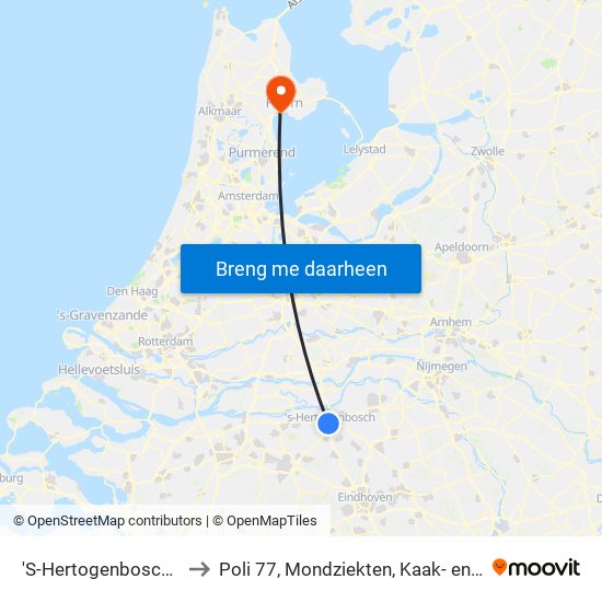 'S-Hertogenbosch (Den Bosch) to Poli 77, Mondziekten, Kaak- en aangezichtschirurgie map