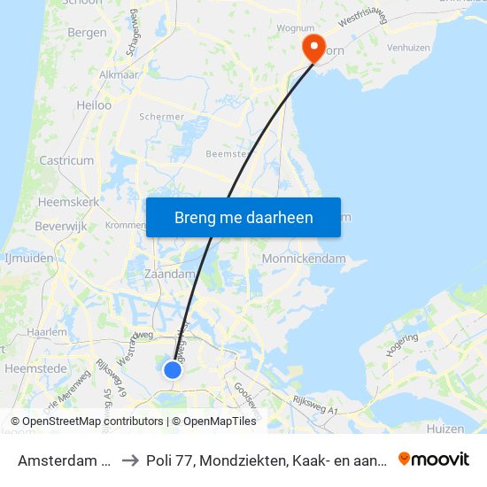 Amsterdam Lelylaan to Poli 77, Mondziekten, Kaak- en aangezichtschirurgie map