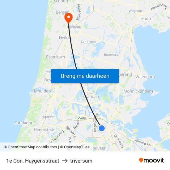 1e Con. Huygensstraat to triversum map