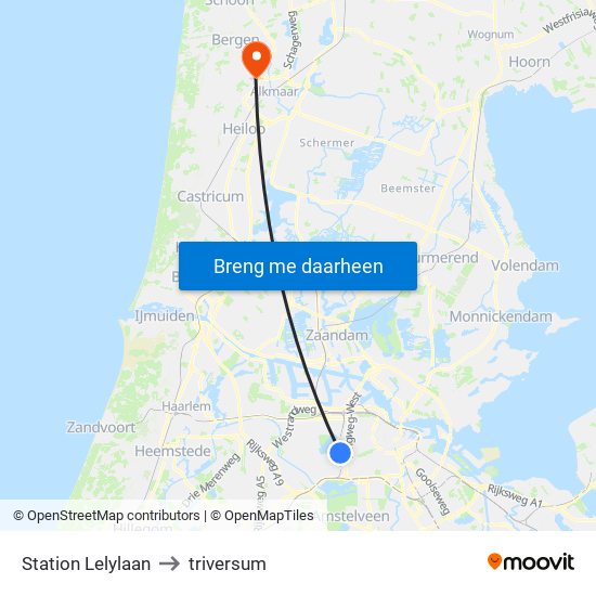 Station Lelylaan to triversum map