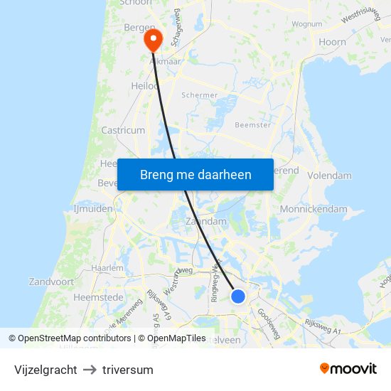 Vijzelgracht to triversum map