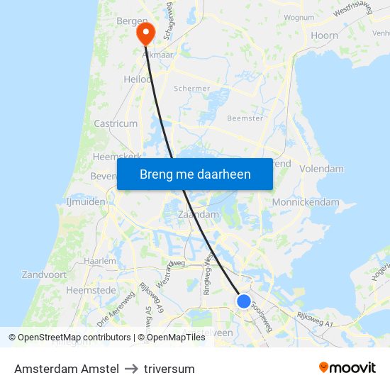 Amsterdam Amstel to triversum map