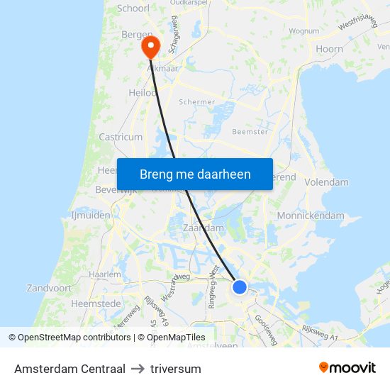 Amsterdam Centraal to triversum map