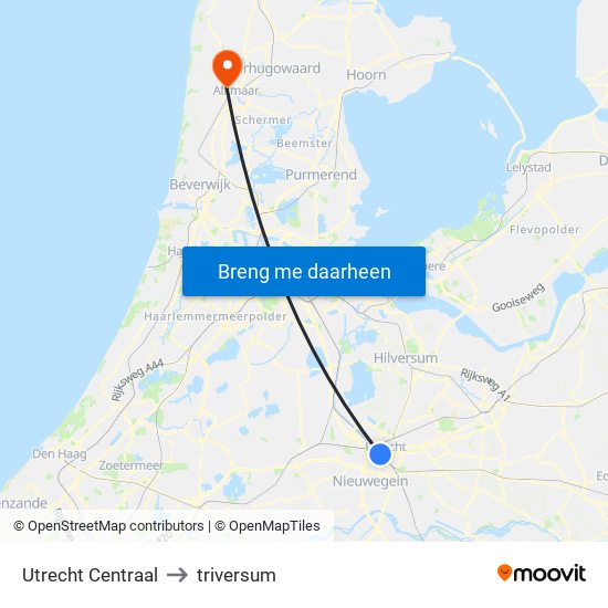 Utrecht Centraal to triversum map