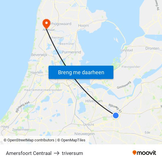 Amersfoort Centraal to triversum map