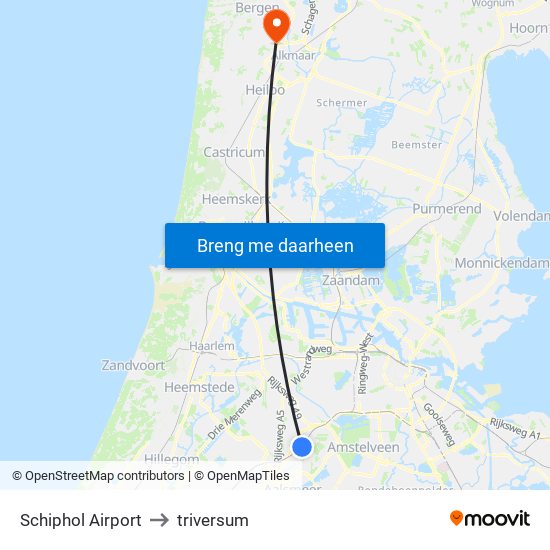 Schiphol Airport to triversum map