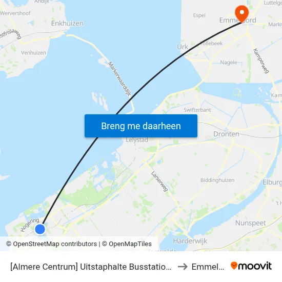 [Almere Centrum] Uitstaphalte Busstation,Haltes O,P,Q to Emmeloord map