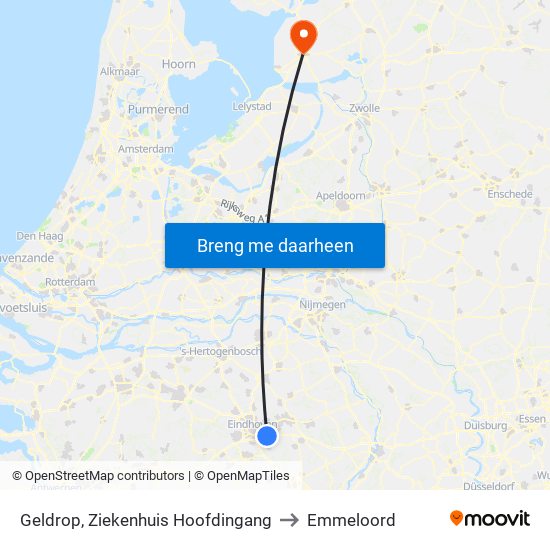 Geldrop, Ziekenhuis Hoofdingang to Emmeloord map