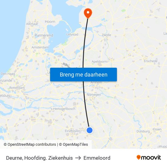 Deurne, Hoofding. Ziekenhuis to Emmeloord map
