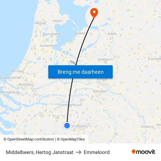 Middelbeers, Hertog Janstraat to Emmeloord map