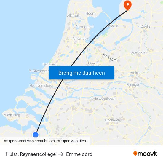 Hulst, Reynaertcollege to Emmeloord map