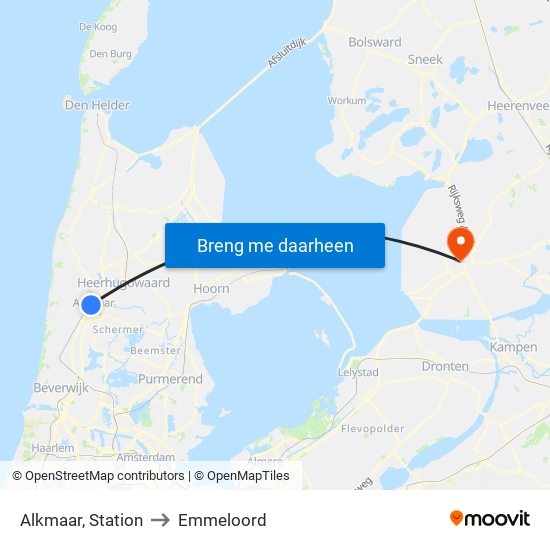Alkmaar, Station to Emmeloord map