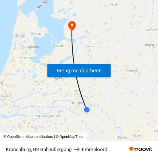 Kranenburg, B9 Bahnübergang to Emmeloord map