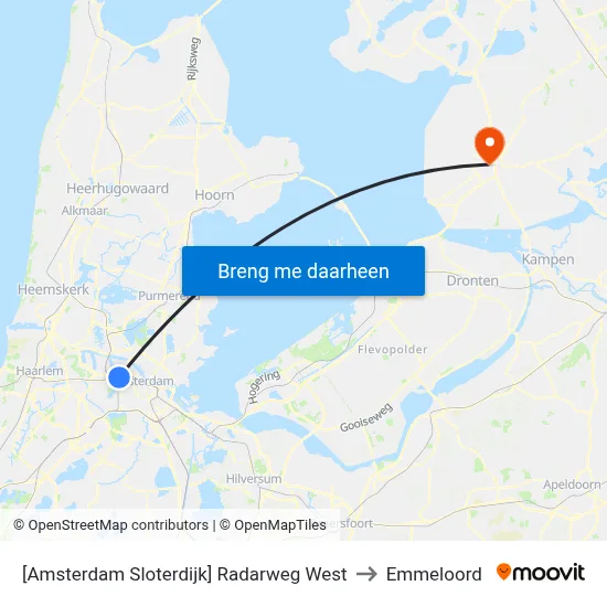 [Amsterdam Sloterdijk] Radarweg West to Emmeloord map