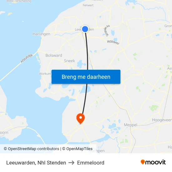 Leeuwarden, Nhl Stenden to Emmeloord map