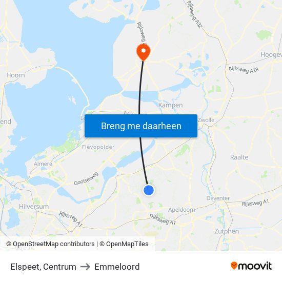 Elspeet, Centrum to Emmeloord map
