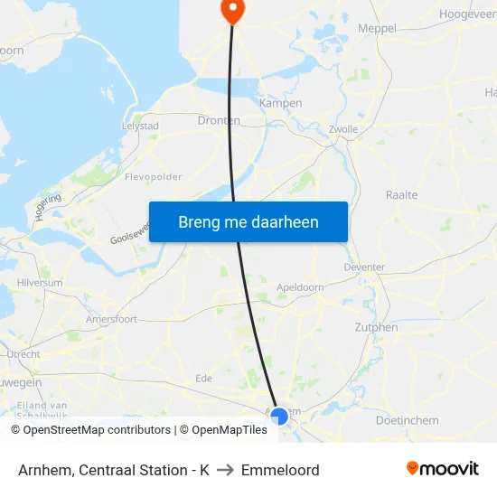 Arnhem, Centraal Station - K to Emmeloord map