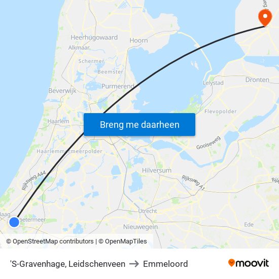'S-Gravenhage, Leidschenveen to Emmeloord map