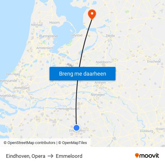 Eindhoven, Opera to Emmeloord map