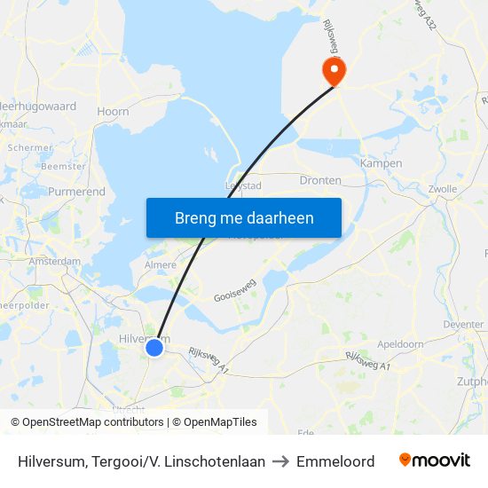 Hilversum, Tergooi/V. Linschotenlaan to Emmeloord map