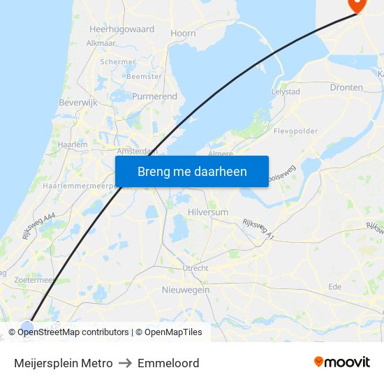 Meijersplein Metro to Emmeloord map