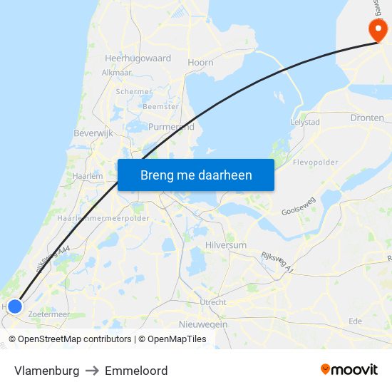 Vlamenburg to Emmeloord map