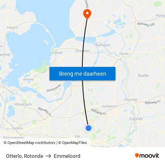 Otterlo, Rotonde to Emmeloord map