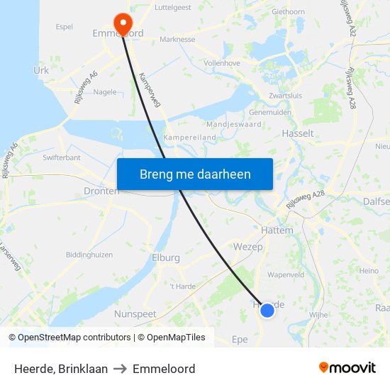 Heerde, Brinklaan to Emmeloord map