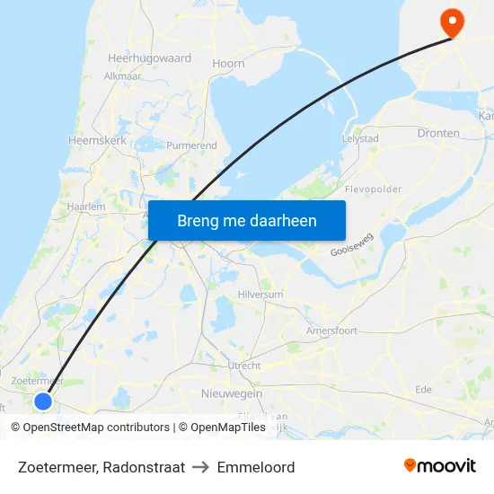 Zoetermeer, Radonstraat to Emmeloord map