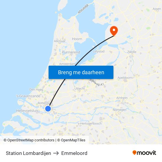 Station Lombardijen to Emmeloord map