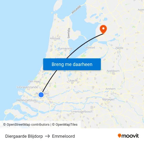Diergaarde Blijdorp to Emmeloord map