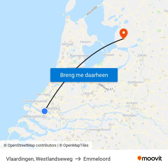 Vlaardingen, Westlandseweg to Emmeloord map