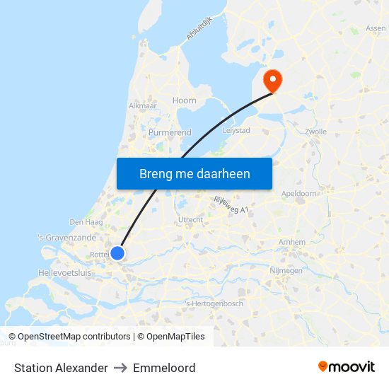 Station Alexander to Emmeloord map