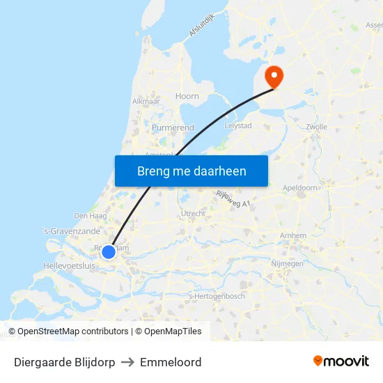 Diergaarde Blijdorp to Emmeloord map