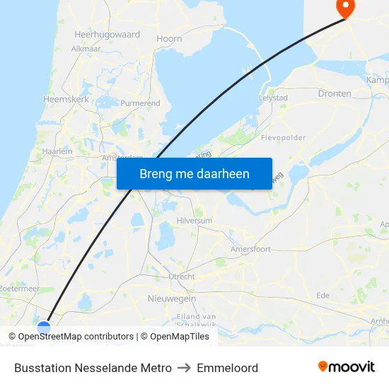 Busstation Nesselande Metro to Emmeloord map