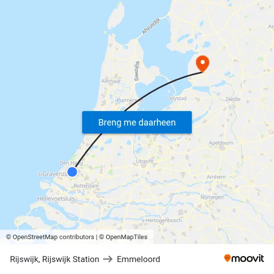 Rijswijk, Rijswijk Station to Emmeloord map