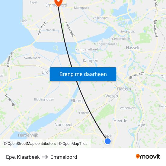 Epe, Klaarbeek to Emmeloord map