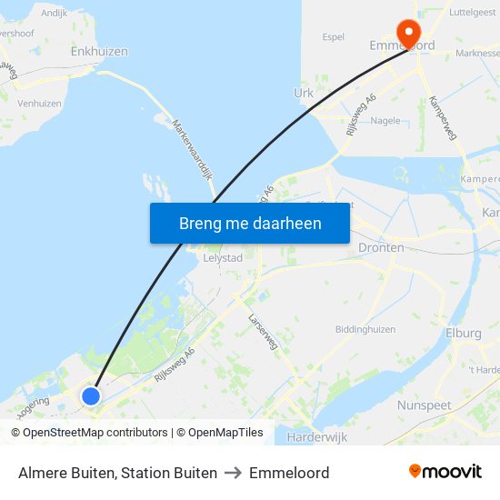Almere Buiten, Station Buiten to Emmeloord map