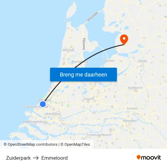 Zuiderpark to Emmeloord map