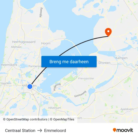 Centraal Station to Emmeloord map