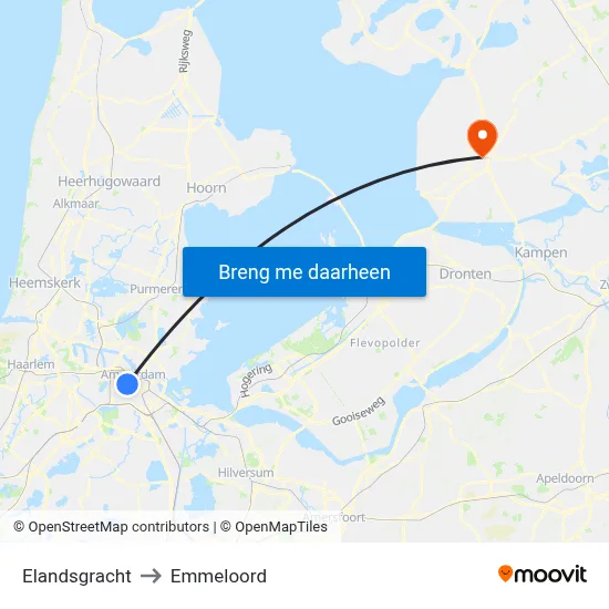Elandsgracht to Emmeloord map