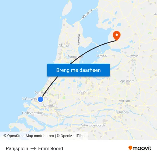 Parijsplein to Emmeloord map