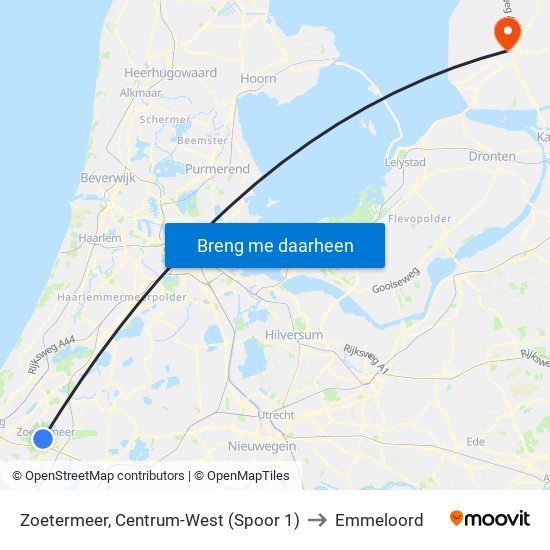 Zoetermeer, Centrum-West (Spoor 1) to Emmeloord map