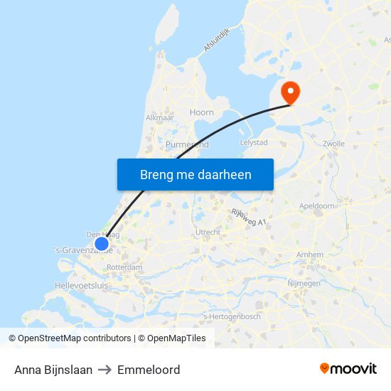 Anna Bijnslaan to Emmeloord map