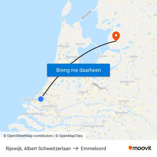 Rijswijk, Albert Schweitzerlaan to Emmeloord map