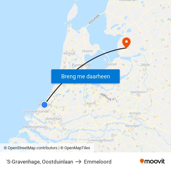 'S-Gravenhage, Oostduinlaan to Emmeloord map