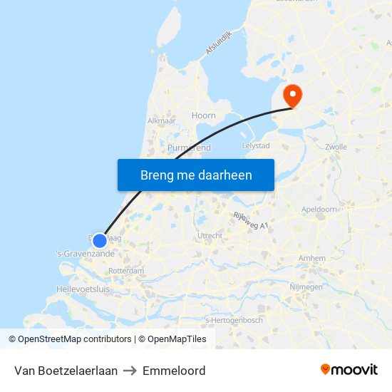 Van Boetzelaerlaan to Emmeloord map