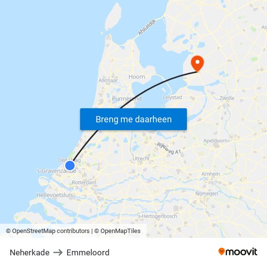 Neherkade to Emmeloord map