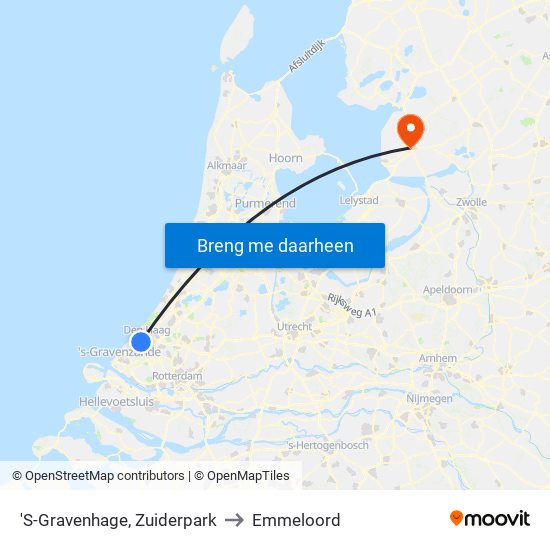 'S-Gravenhage, Zuiderpark to Emmeloord map