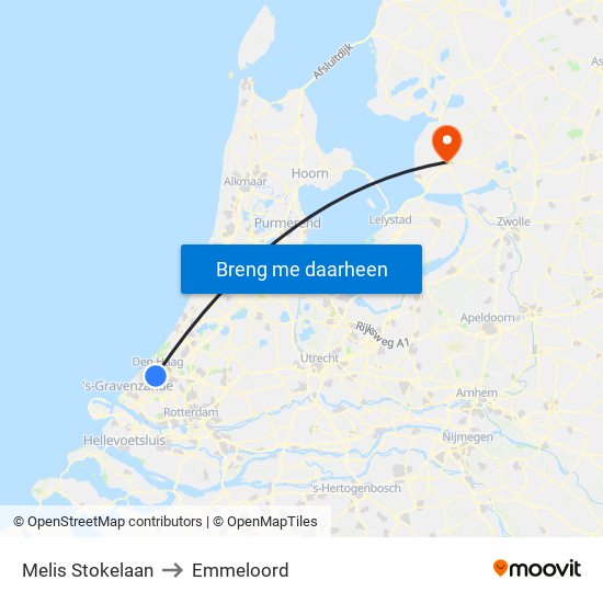 Melis Stokelaan to Emmeloord map